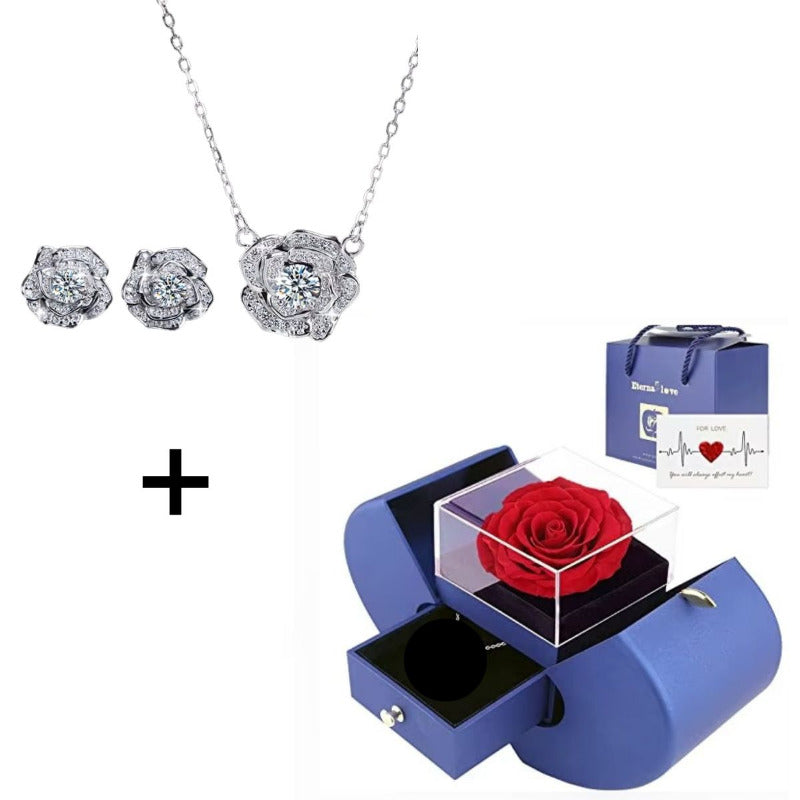 Konservierten Rosen Schmuckbox mit Moissanit Schmuck-Sets