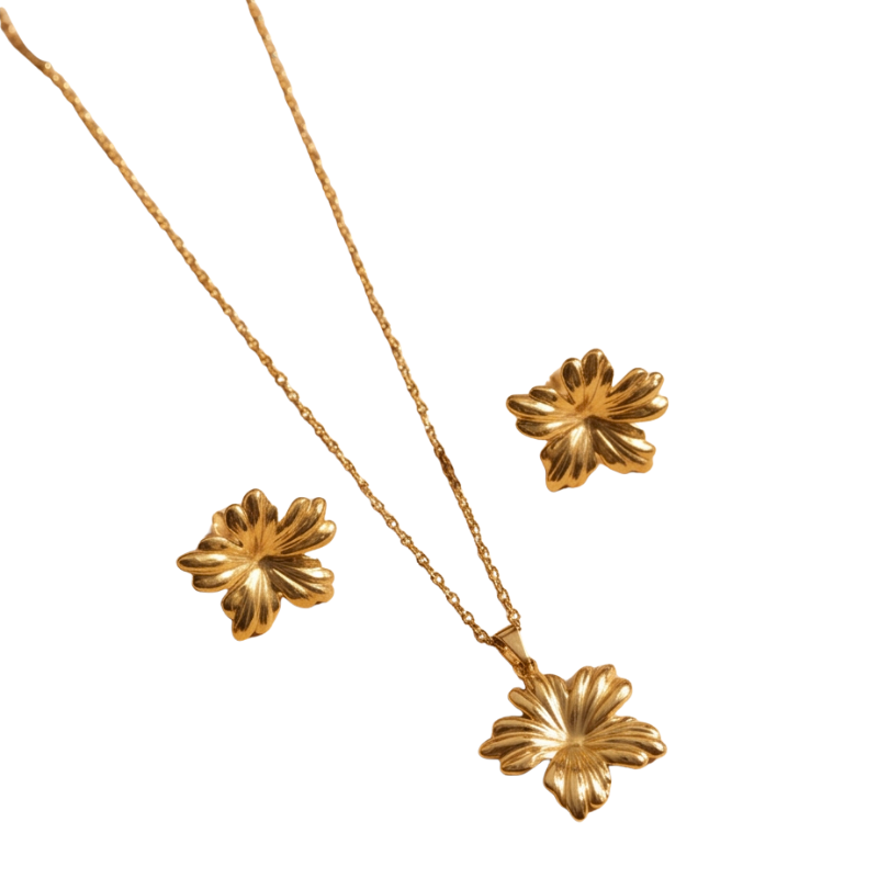 Flora Schmuckset - Edelstahl 18K vergoldet