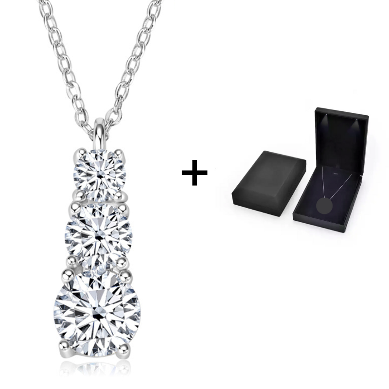 3 Steine Moissanit Halskette