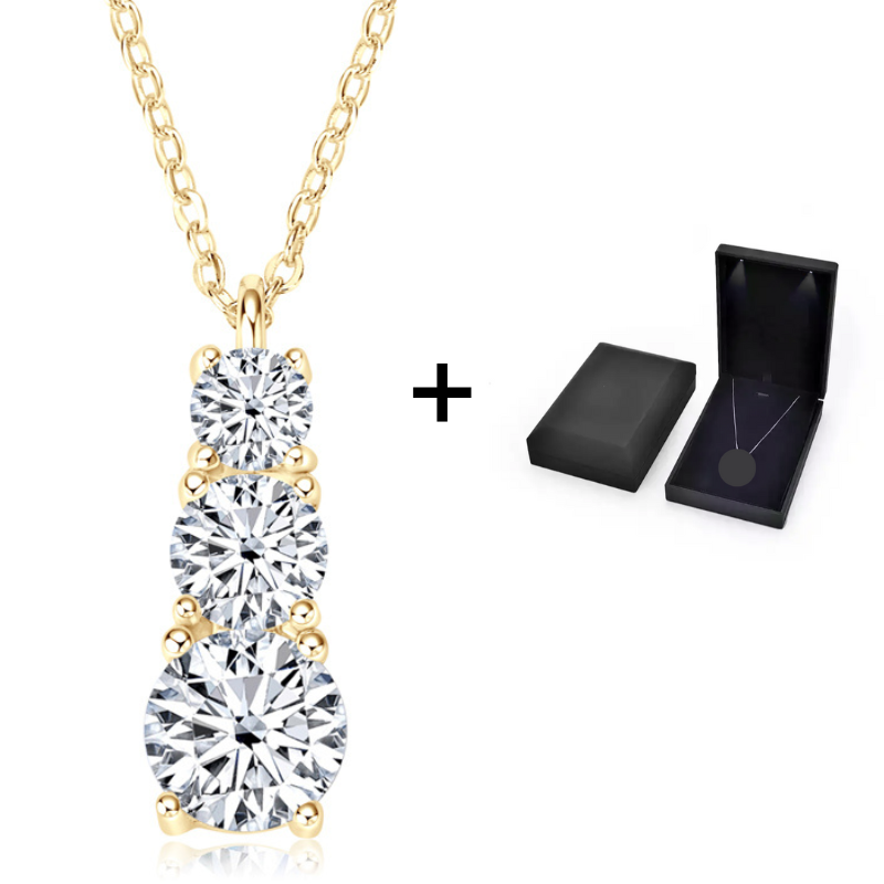 3 Steine Moissanit Halskette