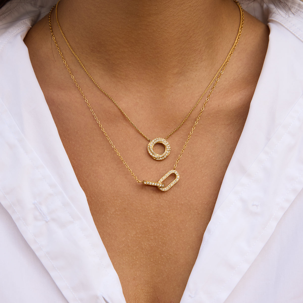 J&D Edelstahl-Halskette mit 18-karätiger PVD-Vergoldung