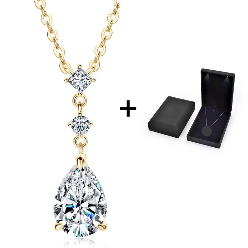 Birnenschnitt Mossanit Halskette