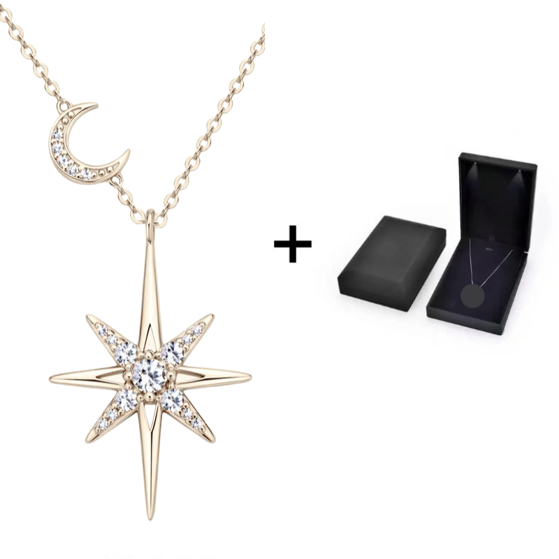 Mond und Stern Moissanit Kette