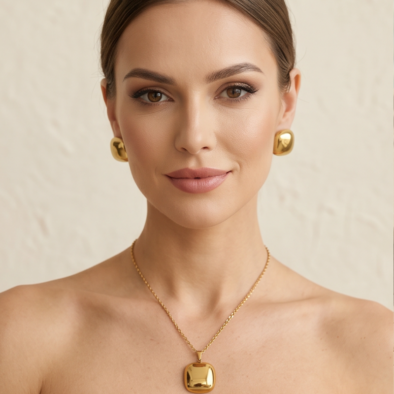Valora Edelstahl Schmuckset in 18K