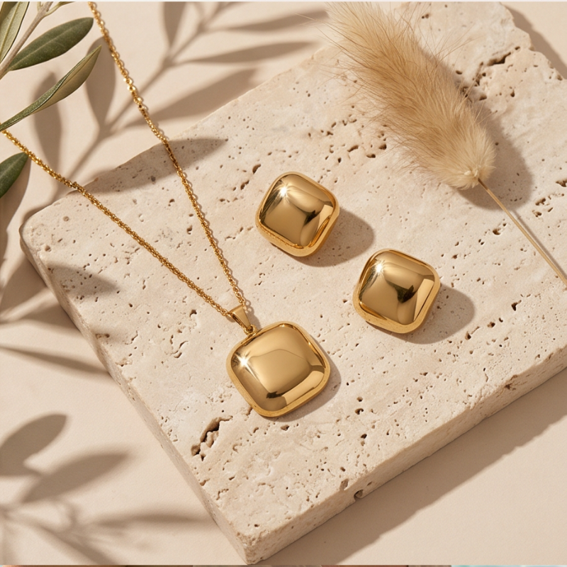 Valora Edelstahl Schmuckset in 18K