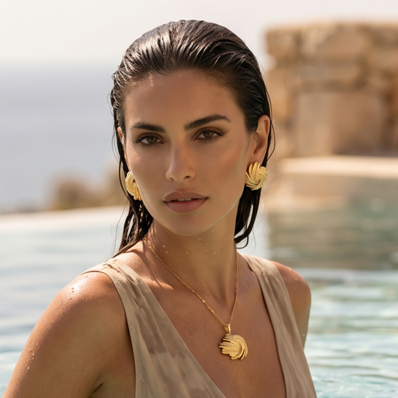 Amara Edelstahl - Schmuckset 18K