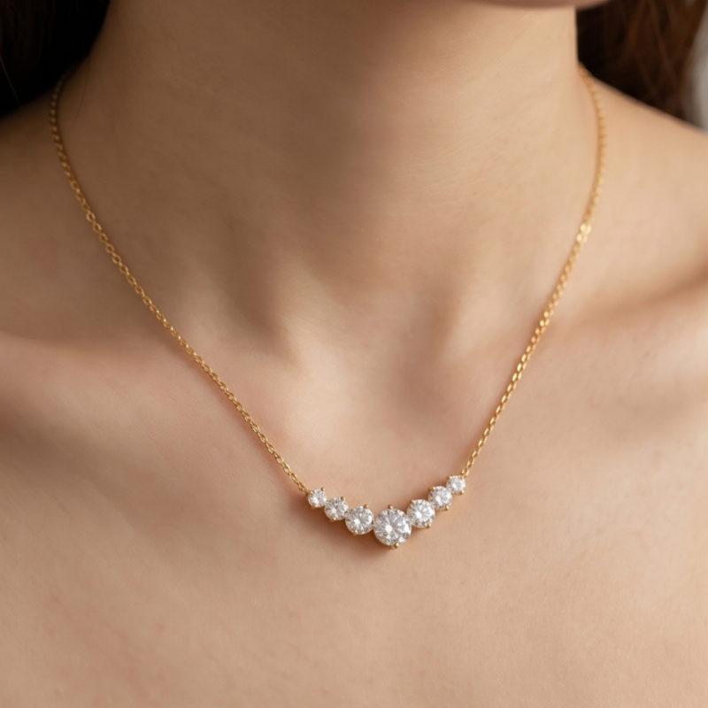 7 Diamant Moissanit Halskette