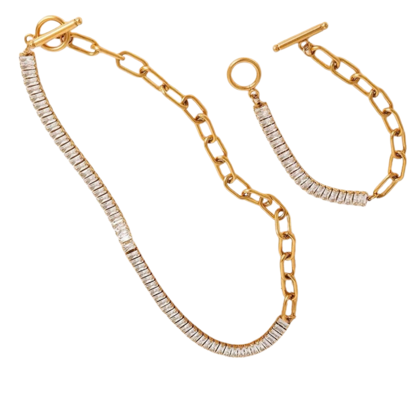 Eclat - Edelstahl Schmuckset 18K Vergoldet