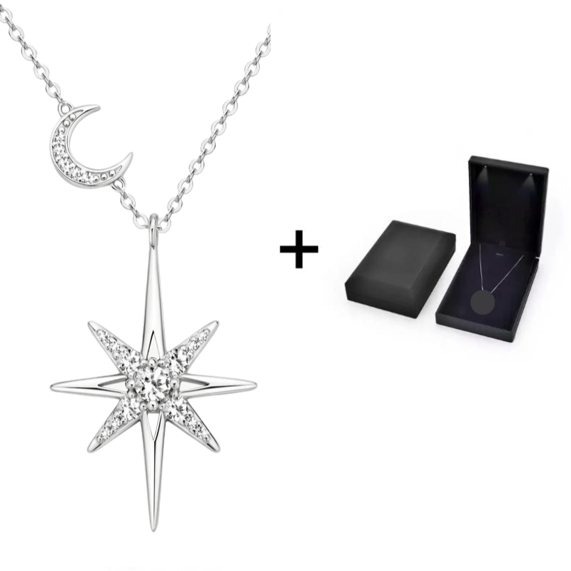 Mond und Stern Moissanit Kette