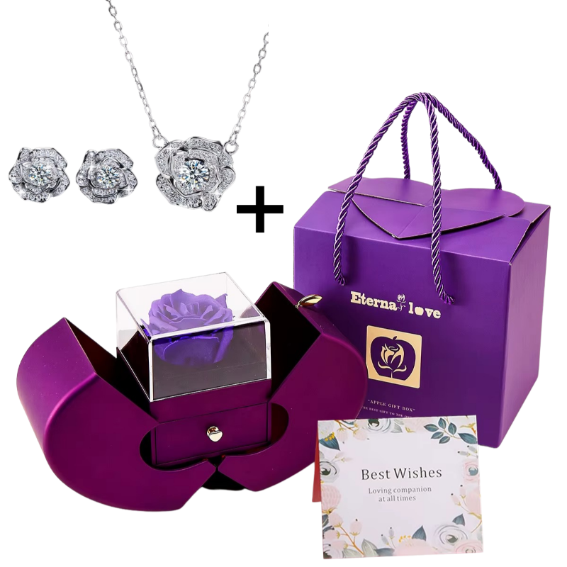 Konservierten Rosen Schmuckbox mit Moissanit Schmuck-Sets
