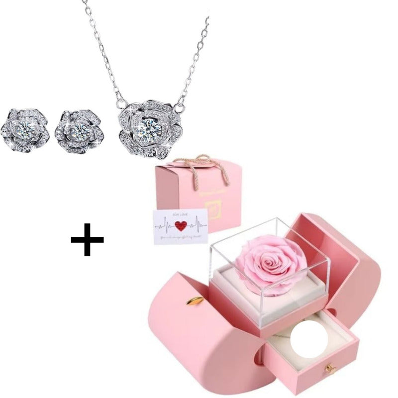 Konservierten Rosen Schmuckbox mit Moissanit Schmuck-Sets
